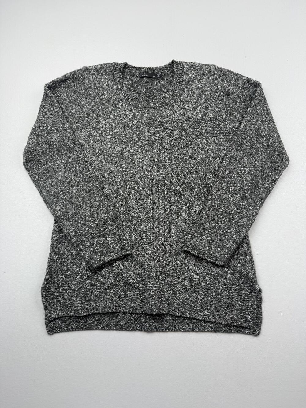 PrAna Sweater Tunic Womens Medium Gray Crew Neck Long Sleeve Pullover Knit